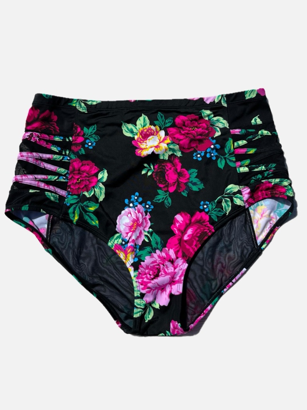 torrid Women’s Black Floral High-Waist Bikini Bottom Pink & Green Blooms 1X